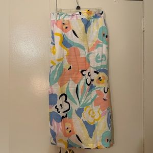 Linen Floral Maxi Skirt